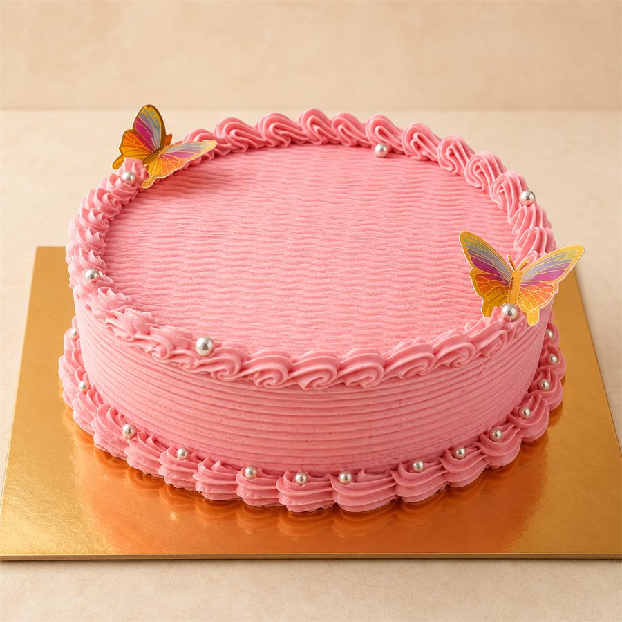 Grand gâteau rose décoré de papillons pour les grandes occasions
